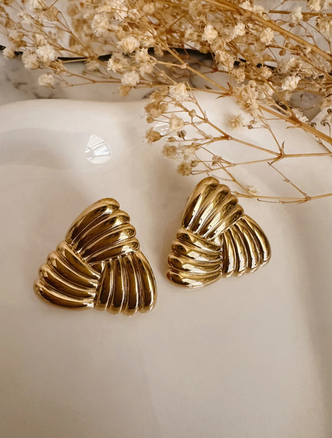 Gold Triangle Earrings