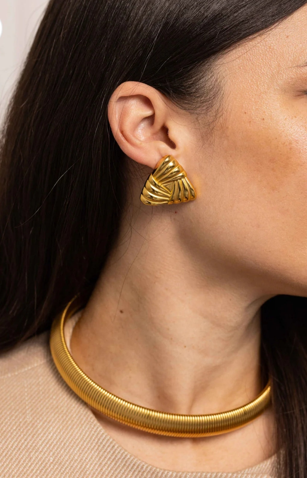 Gold Triangle Earrings